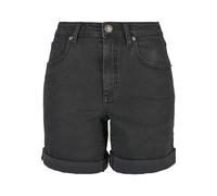 Stoffhose URBAN CLASSICS "Urban Classics Damen", Damen, Gr. 34, Normalgrößen, schwarz (schwarzwashed), 50% Baumwolle (Bio), 48% Baumwolle, 2% Elasthan, unifarben, normal, Hosen Stoffhose (24804336-34)