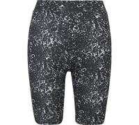 Stoffhose URBAN CLASSICS "Urban Classics Damen Ladies AOP Cycle Shorts 2-Pack", Damen, Gr. S, US-Größen, schwarz-weiß (schwarz, weiß), 94% Polyester, 6% Elasthan, slim fit, Hosen Stoffhose (35166230-S
