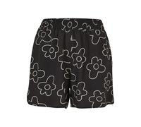 Stoffhose URBAN CLASSICS "Urban Classics Damen Ladies AOP Viscose Resort Shorts", Damen, Gr. 4XL, US-Größen, schwarz-weiß (schwarzflower), 100% Viskose, normal, Hosen Stoffhose (98455416-4XL) schwarzf