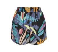 Stoffhose URBAN CLASSICS "Urban Classics Damen Ladies AOP Viscose Resort Shorts", Damen, Gr. 5XL, US-Größen, schwarzfruity, 100% Viskose, normal, Hosen Stoffhose (22166125-5XL) schwarzfruity