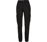 Stoffhose URBAN CLASSICS "Urban Classics Damen Ladies Cotton Twill Utility Pants", Damen, Gr. 30, Normalgrößen, schwarz, 98% Baumwolle, 2% Elasthan, unifarben, relaxed fit, Hosen Stoffhose (19464755-3