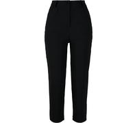 Stoffhose URBAN CLASSICS "Urban Classics Damen Ladies High Waist Cropped Pants", Damen, Gr. S, US-Größen, schwarz, 75% Viskose, 22% Polyamid, 3% Elasthan, unifarben, relaxed fit, Hosen Stoffhose (5699