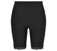 Urban Classics Damen Ladies High Waist Rib Lace Hem Cycle Shorts Black-4XL