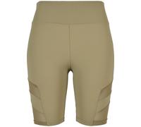 Stoffhose URBAN CLASSICS "Urban Classics Damen Ladies High Waist Tech Mesh Cycle Shorts", Damen, Gr. S, US-Größen, khaki, 80% Polyimid, 20% Elasthan, unifarben, skinny fit, Hosen Stoffhose (45094848-S