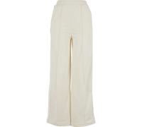 Stoffhose URBAN CLASSICS "Urban Classics Damen Ladies Pin Tuck Track Pants", Damen, Gr. XXL, US-Größen, sandweiß, 100% Polyester, unifarben, loose fit, Hosen Stoffhose (60767433-XXL) sandweiß