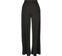 Stoffhose URBAN CLASSICS "Urban Classics Damen Ladies Rib Jersey Wide Leg Pants", Damen, Gr. 3XL, US-Größen, schwarz, 95% Polyester, 5% Elasthan, unifarben, loose fit, Hosen Stoffhose (24103423-XXXL)