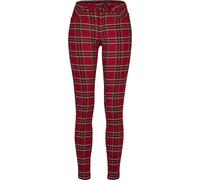 Stoffhose URBAN CLASSICS "Urban Classics Damen Ladies Skinny Tartan Pants", Damen, Gr. 32, Normalgrößen, rot, schwarz, 71% Viskose, 25% Polyester, 4% Elasthan, kariert, skinny fit, Hosen Stoffhose (14