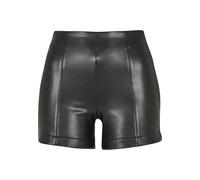 Stoffhose URBAN CLASSICS "Urban Classics Damen Ladies Synthetic Leather Shorts", Damen, Gr. L, US-Größen, schwarz, 93% Polyester, 7% Elasthan, unifarben, normal, Hosen Stoffhose (20294630-L) schwarz
