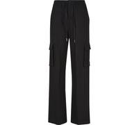 Stoffhose URBAN CLASSICS "Urban Classics Damen Ladies Vicose Straight Leg Cargo Pants", Damen, Gr. XXL, US-Größen, schwarz, 68% Viskose, 32% Polyester, unifarben, loose fit, Hosen Stoffhose (57331861-