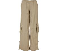 Stoffhose URBAN CLASSICS "Urban Classics Damen Ladies Wide Crinkle Nylon Cargo Pants", Damen, Gr. 3XL, US-Größen, beige (concrete), 100% Polyamid, unifarben, loose fit, Hosen Stoffhose (34797730-XXXL)