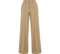 Stoffhose URBAN CLASSICS "Urban Classics Damen Ladies Wide Pleated Pants", Damen, Gr. 29, Normalgrößen, unionbeige, 77% Polyester, 17% Viskose, 6% Elasthan, unifarben, oversize, Hosen Stoffhose (88509