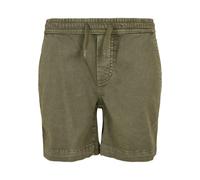 Stoffhose URBAN CLASSICS "Urban Classics Herren Boys Strech Twill Joggshorts", Mädchen, Gr. 134/140, Normalgrößen, olive, 98% Baumwolle, 2% Elasthan, unifarben, normal, Hosen Stoffhose (66466866-134) 