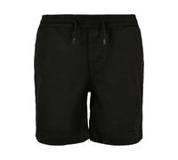 Stoffhose URBAN CLASSICS "Urban Classics Herren Boys Strech Twill Joggshorts", Mädchen, Gr. 146/152, Normalgrößen, schwarz, 98% Baumwolle, 2% Elasthan, unifarben, normal, Hosen Stoffhose (15434826-146