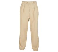 Stoffhose URBAN CLASSICS "Urban Classics Herren Double Pleated Pants", Herren, Gr. 42, Normalgrößen, unionbeige, 67% Polyester, 33% Viskose, unifarben, slim fit, Hosen Stoffhose (50220432-42) unionbei