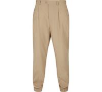 Stoffhose URBAN CLASSICS "Urban Classics Herren Straight Pleat-Front Trousers", Herren, Gr. 38, Normalgrößen, unionbeige, 63% Polyester, 37% Viskose, unifarben, loose fit, Hosen Stoffhose (60295860-38