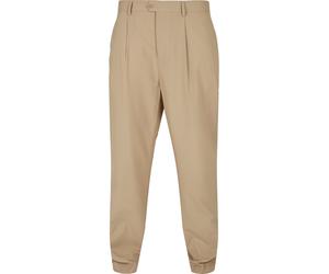 Stoffhose URBAN CLASSICS "Urban Classics Herren Straight Pleat-Front Trousers", Herren, Gr. 38, Normalgrößen, unionbeige, 63% Polyester, 37% Viskose, unifarben, loose fit, Hosen Stoffhose (60295860-38
