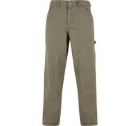 Stoffhose URBAN CLASSICS "Urban Classics Herren Twill Double Knee Pants", Herren, Gr. 30, Normalgrößen, palegrün, 100% Baumwolle, unifarben, loose fit, Hosen Stoffhose (65117244-30) palegrün