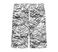 Stoffhose URBAN CLASSICS "Urban Classics Herren Viscose AOP Resort Shorts", Herren, Gr. XL, US-Größen, weißscribble, 100% Viskose, normal, Hosen Stoffhose (71518509-XL) weißscribble