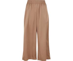Stoffhose URBAN CLASSICS "Urban Classics Ladies Satin Wide Leg Culotte", Damen, Gr. 3XL, US-Größen, softtaupe, 96% Polyester, 4% Elasthan, unifarben, loose fit, Hosen Stoffhose (90124847-XXXL) softtau