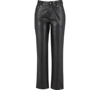 Stoffhose URBAN CLASSICS "Urban Classics Ladies Straight Leg Synthetic Leather Pants", Damen, Gr. 28, Normalgrößen, schwarz, 100% Polyester, unifarben, normal, Hosen Stoffhose (10286215-28) schwarz