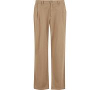 Stoffhose URBAN CLASSICS "Urban Classics Pleated Twill Pants", Herren, Gr. 33, Normalgrößen, unionbeige, 100% Baumwolle, unifarben, loose fit, Hosen Stoffhose (31906236-33) unionbeige