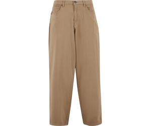 Stoffhose URBAN CLASSICS "Urban Classics Tapered Twill Baggy Pants", Herren, Gr. 31, Normalgrößen, braun (unionbeige), 99% Baumwolle, 1% Elasthan, unifarben, loose fit, Hosen Stoffhose (32658950-31) u