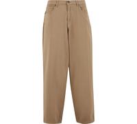 Stoffhose URBAN CLASSICS "Urban Classics Tapered Twill Baggy Pants", Herren, Gr. 33, Normalgrößen, unionbeige, 99% Baumwolle, 1% Elasthan, unifarben, loose fit, Hosen Stoffhose (32658950-33) unionbeig