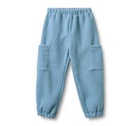 Stoffhose WHEAT "WHEAT Fleecehose Suun", Kinder, Gr. 110, Normalgrößen, blau (faded denim), 100% Polyester, unifarben, normal, Hosen Stoffhose (18206520-110) faded denim