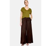 Stoffhose ZERO "Damen", Damen, Gr. 42, Normalgrößen, braun (chocolate plum), Jersey, Obermaterial: 100% Polyester, glänzend, figurbetont lang, Hosen Stoffhose, Material (52923003-42) chocolate plum