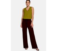 Stoffhose ZERO "Damen fit Hose mit Bindegürtel", Damen, Gr. 44, Normalgrößen, rot (schwarz aubergine), Obermaterial: 100% Polyester, figurumspielend lang, Hosen Stoffhose, Material (50667107-44) schwa