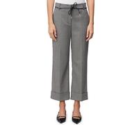 Stoffhose ZERO "Damen kariert mit Umschlag", Damen, Gr. 42, Normalgrößen, beigebraun, Web, Obermaterial: 64% Polyester, 34% Viskose, 2% Elasthan, kariert, figurbetont lang, Hosen Stoffhose, Gürtel (64