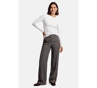 Stoffhose ZERO "Damen mit Biesen", Damen, Gr. 42, Normalgrößen, grau (schwarz, beige), Obermaterial: 86% Polyester, 13% Viskose, 1% Elasthan, Strukturmuster, gerade lang, Hosen Stoffhose, Material (67