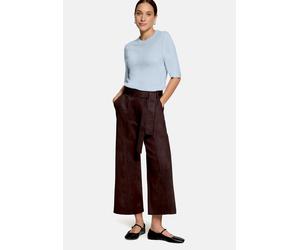 Stoffhose ZERO "Damen mit Bindegürtel", Damen, Gr. 44, Normalgrößen, chocolate plum, Stoff, Obermaterial: 95% Polyester, 5% Elasthan. Füllung: ohne Füllung, aufgeraut, gerade lang, Hosen Stoffhose, Bi