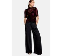 Stoffhose ZERO "Damen mit weitem Bein", Damen, Gr. 38, Normalgrößen, schwarz (schwarz denim), Obermaterial: 67% Lyocell, 23% Polyester, 10% Viskose, ausgestellt lang, Hosen Stoffhose, Schnallen (66414