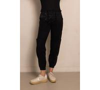 Stoffhose ZHRILL "FINNA Cargohose", Damen, Gr. XL, N-Gr, schwarz, Web, Obermaterial: 67% Baumwolle, 30% Lyocell, 3% Elasthan, unifarben, schmal 3/4-Länge, Hosen Stoffhose, Sommerhose im Cargo-Style, 3