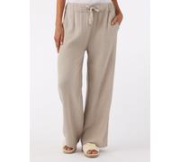 Stoffhose ZWILLINGSHERZ "Musselin", Damen, Gr. S/M, N-Gr, beige, Web, Obermaterial: 100% Baumwolle, unifarben, weit lang, Hosen Stoffhose, mit Zugband, Eingriffstaschen und weitem Bein (82785010-S) be