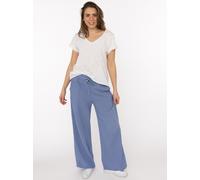 Stoffhose ZWILLINGSHERZ "Musselin", Damen, Gr. S/M, N-Gr, jeans, Web, Obermaterial: 100% Baumwolle, unifarben, weit lang, Hosen Stoffhose, mit Zugband, Eingriffstaschen und weitem Bein (64996967-S) je
