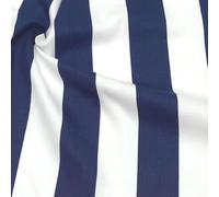 STOFFKONTOR 100% Baumwolle Köper Stoff Blockstreifen - Meterware, Farbe Blau-Weiss - zum Nähen von Bekleidung und Homeaccessoires