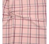 STOFFKONTOR 100% Baumwollstoff Flanell Stoff Karos Klassik - Meterware, Farbe Rosa - zum Nähen von Bekleidung und Dekorationen