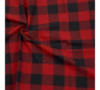 STOFFKONTOR 100% Baumwollstoff Flanell Stoff Karos Klassik - Meterware, Farbe Rot-Schwarz - zum Nähen von Bekleidung und Dekorationen