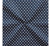 STOFFKONTOR 100% Baumwollstoff Stoff Herzen Klein - Meterware, Dunkel-Blau - zum Nähen von Bekleidung, Kissenbezügen, Tüchern, Dekorationen