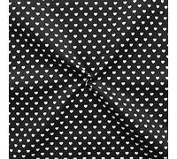 Stoffkontor 100% Baumwollstoff Stoff Herzen Klein - Meterware, Schwarz - zum Nähen von Bekleidung, Kissenbezügen, Tüchern, Dekorationen