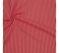 STOFFKONTOR Baumwolle Popeline Stoff Streifen - Öko-Tex Standard 100 - Meterware, Farbe Rot - zum Nähen von Bekleidung und Dekorationen