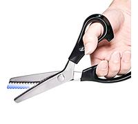 Stoffschere Zickzackschere, Profi Schneiderschere Zackenschere für Stoffe zum Nähen Meterware, Edelstahl Zickzack Schere mit Komfortgriff für Kinder Erwachsene Papierschere Bastelschere