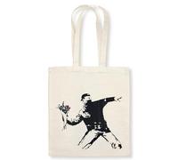 Anaconda Verlag Stofftasche Banksy – Blumenwerfer 100% Baumwolle, lange Träger