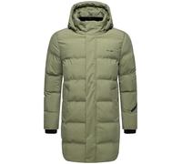 STONE HARBOUR Herren lange Steppjacke warmer Wintermantel mit wasserdichtem Verschluss, Ärmeltasche und abnehmbarer Kapuze Thadeek XX Dusty Olive Gr. L