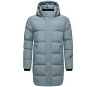 STONE HARBOUR Herren lange Steppjacke warmer Wintermantel mit wasserdichtem Verschluss, Ärmeltasche und abnehmbarer Kapuze Thadeek XX Stormy Blue Gr. M