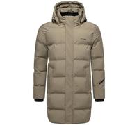 STONE HARBOUR Herren lange Steppjacke warmer Wintermantel mit wasserdichtem Verschluss, Ärmeltasche und abnehmbarer Kapuze Thadeek XX Stone Brown Gr. M