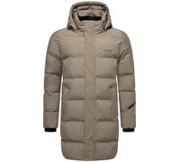 STONE HARBOUR Herren lange Steppjacke warmer Wintermantel mit wasserdichtem Verschluss, Ärmeltasche und abnehmbarer Kapuze Thadeek XX Stone Brown Gr. L