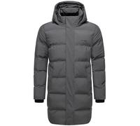 STONE HARBOUR Herren lange Steppjacke warmer Wintermantel mit wasserdichtem Verschluss, Ärmeltasche und abnehmbarer Kapuze Thadeek XX Anthracite Gr. S
